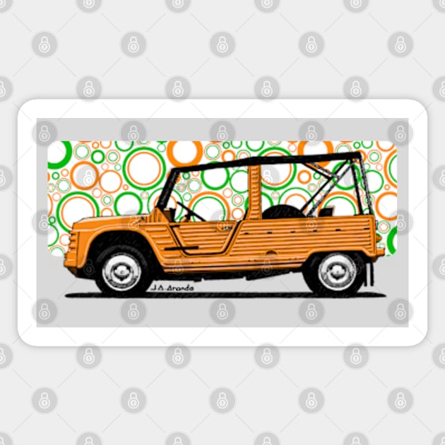 Classic french beach car Sticker by jaagdesign